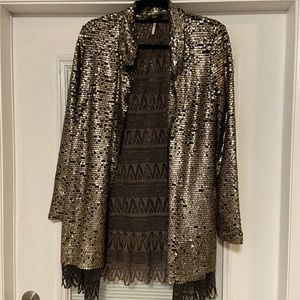 Free People Sequin and Lace Duster/Blazer/Jacket, Size: S